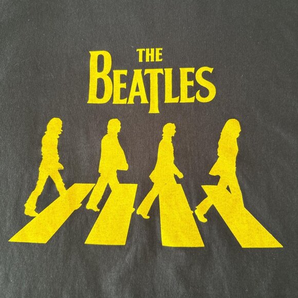 Beatles navy long sleeve band tee. Yellow Abbey Road silhouette graphic. - Picture 2 of 6